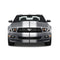 Ford Mustang dual 10-inch racing stripes with pinstripes in gloss white, front view