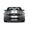 Ford Mustang dual 11-inch racing stripes with pinstripes in gloss white, front view