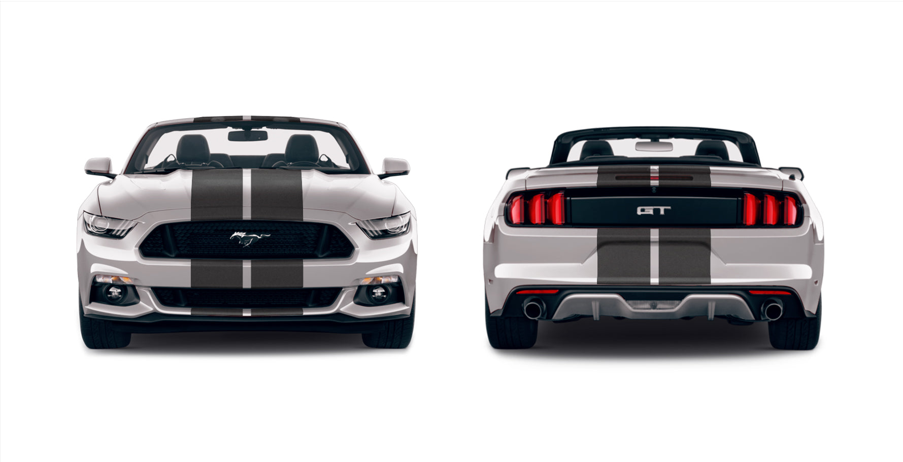 Dual 11" Racing Stripes Self Healing fits Ford Mustang Convertible 2016 to 2022