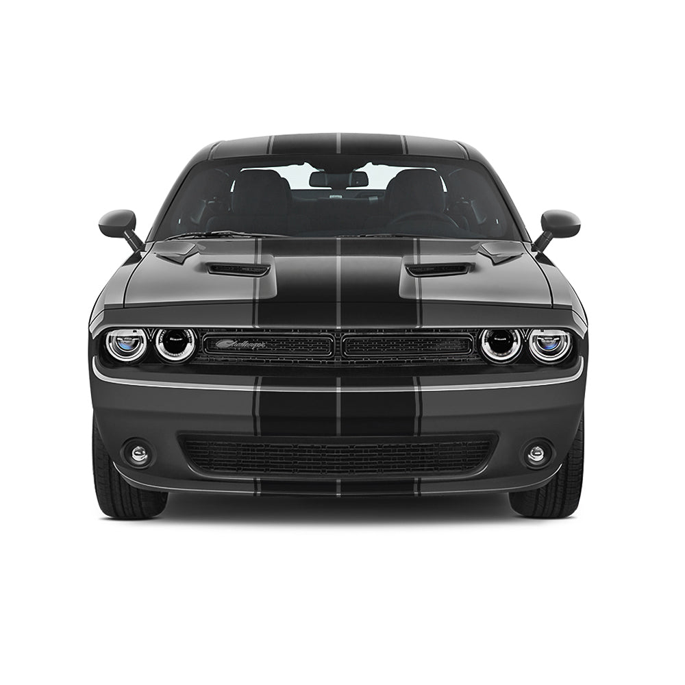 Dual 11" with pinstripes & .5" gap Racing Stripes Air Release Vinyl fits Dodge Challenger 2008 2022 Fusion Decals