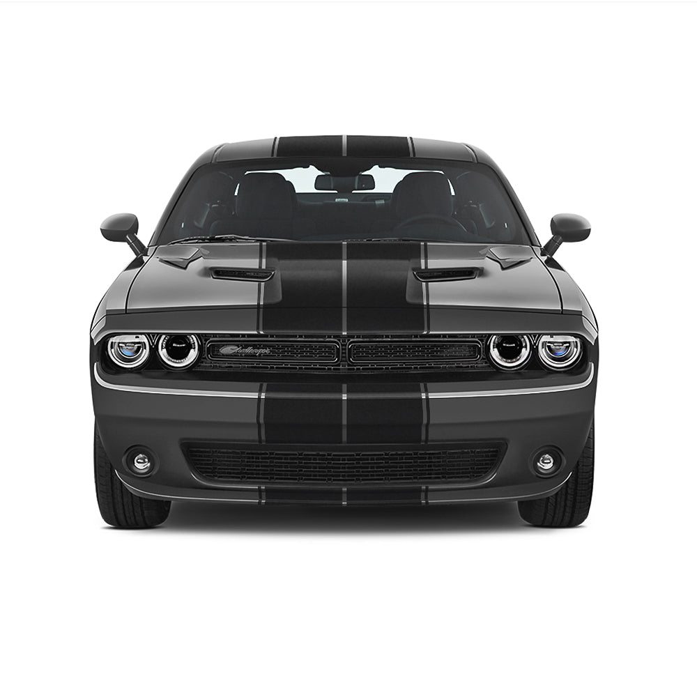 Dual 11" with pinstripes & .5" gap Racing Stripes Air Release Vinyl fits Dodge Challenger 2008 2022 Fusion Decals