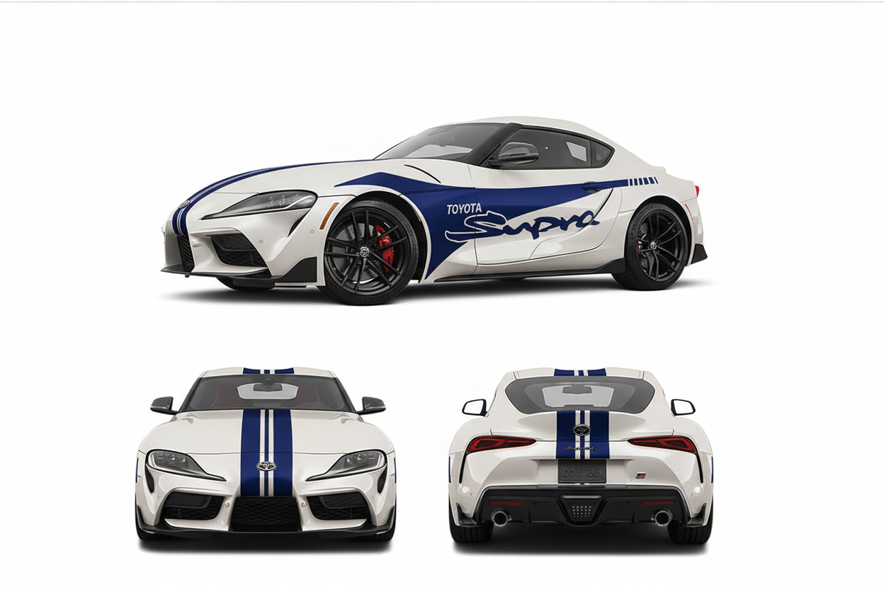 Triple Racing Stripes with Graphics Self Healing Vinyl fits Toyota Supra 2019+