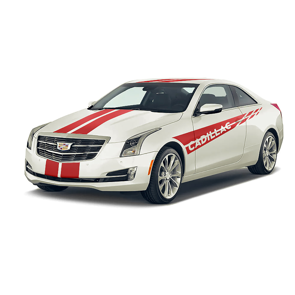 Dual 8" Racing Stripes & Graphics Vinyl fits Cadillac ATS V Coup 2013 2019 Fusion Decals