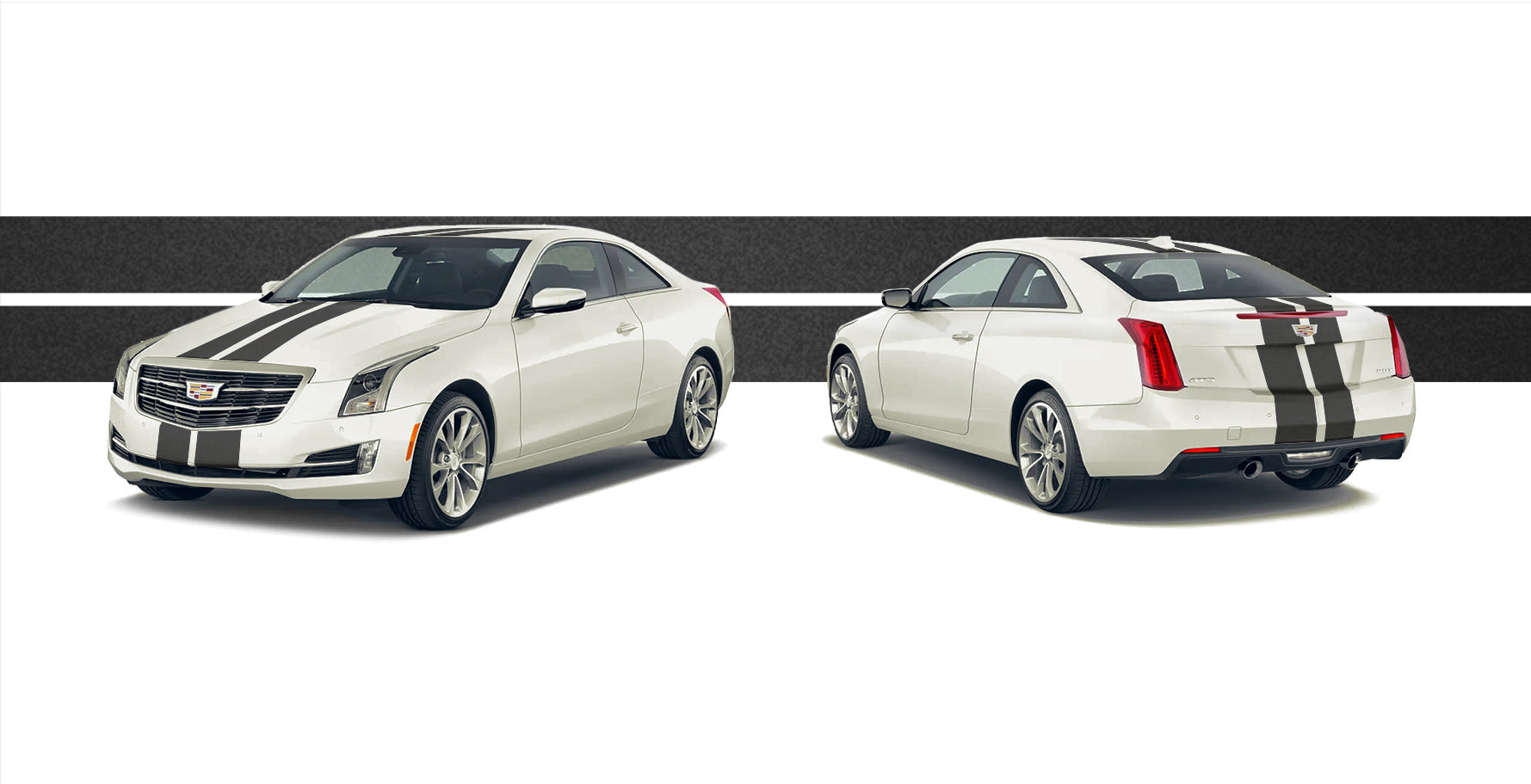 Dual 8" Racing Stripes Self Healing Vinyl fits Cadillac ATS-V Coup 2013 2019