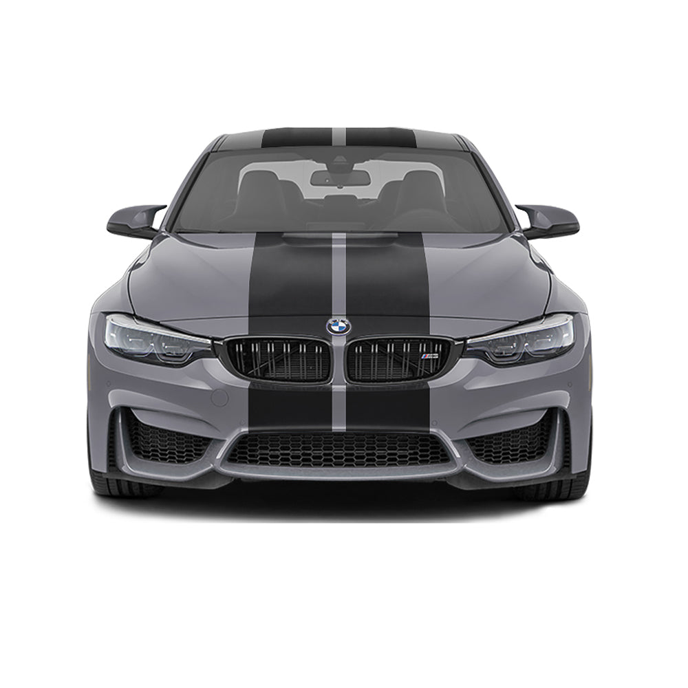 Dual 12" Racing Stripes & Skirts Self Healing Vinyl fits BMW M3 2014 to 2019