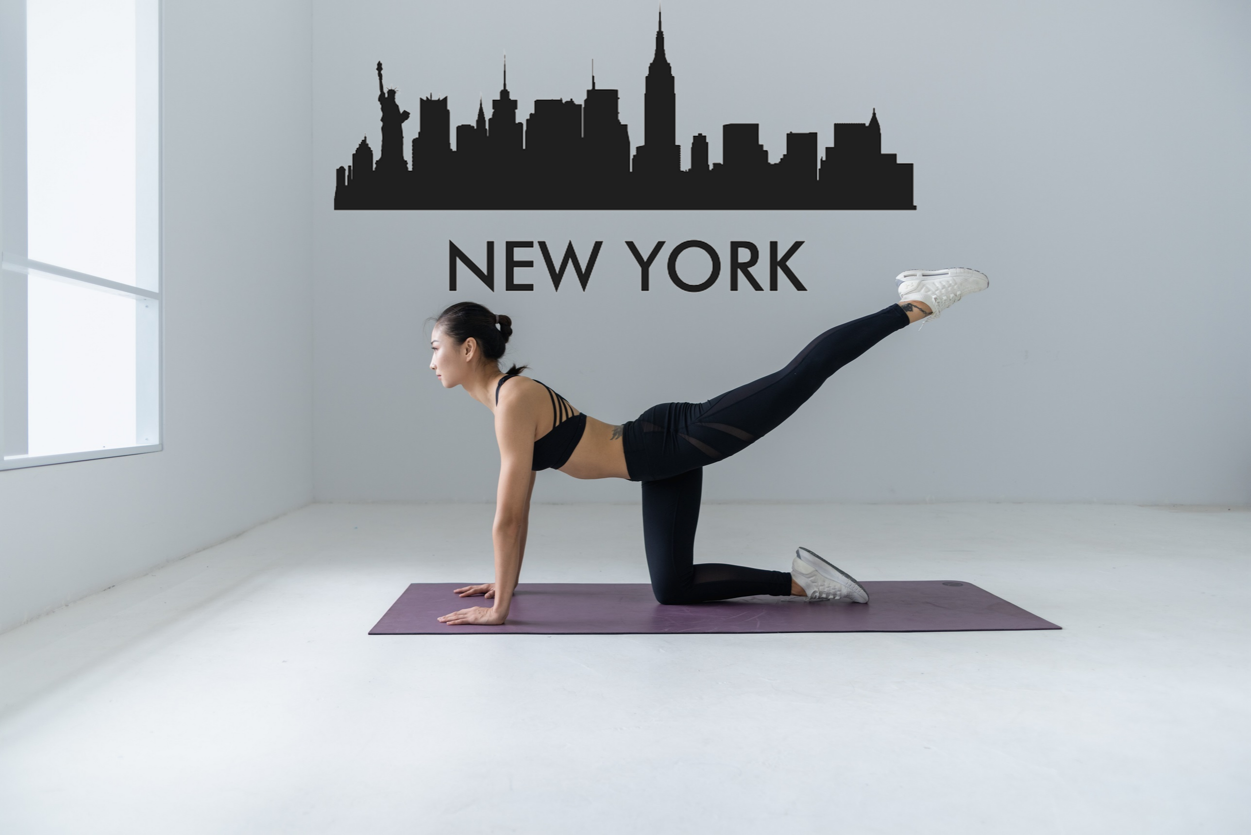 Cityscape New York City with Text Vinyl Decal Removable Matte Finish Skyline Decore for Indoor Walls