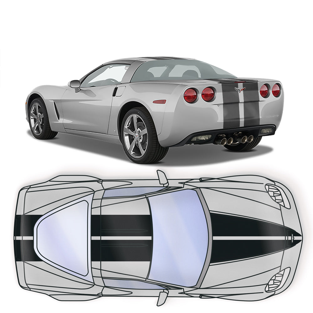 Dual 12" Racing Stripes Self Healing Vinyl fits Chevy Corvette C6 ZR1 2005 to 13