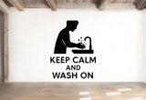 Keep Calm and Wash On - Funny Bathroom Wall Decal Vinyl Sticker Removable