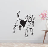 a black and white dog wall decal on a white wall