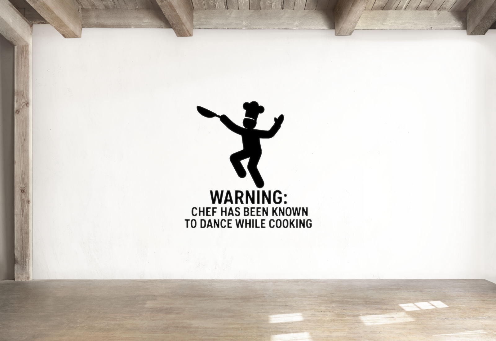 Warning: Chef Has Been Known To Dance While Cooking - Funny Kitchen Wall Decal Vinyl Sticker Removable