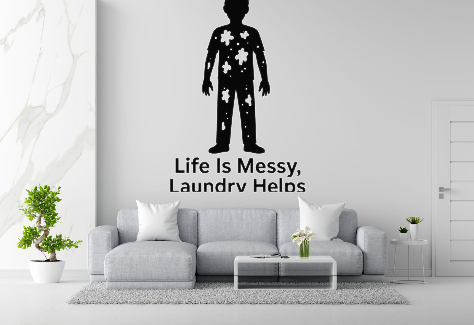 Life Is Messy, Laundry Helps - Funny Laundry Room Wall Decal Vinyl Sticker Removable