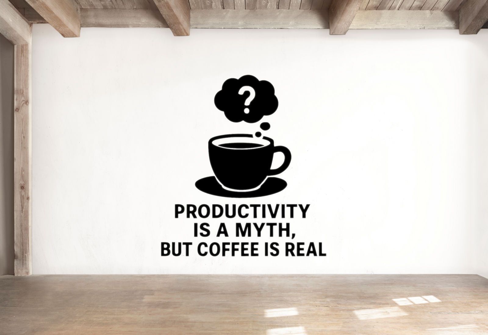 Productivity is a Myth, But Coffee is Real - Home Office Wall Decal Vinyl Sticker Removable