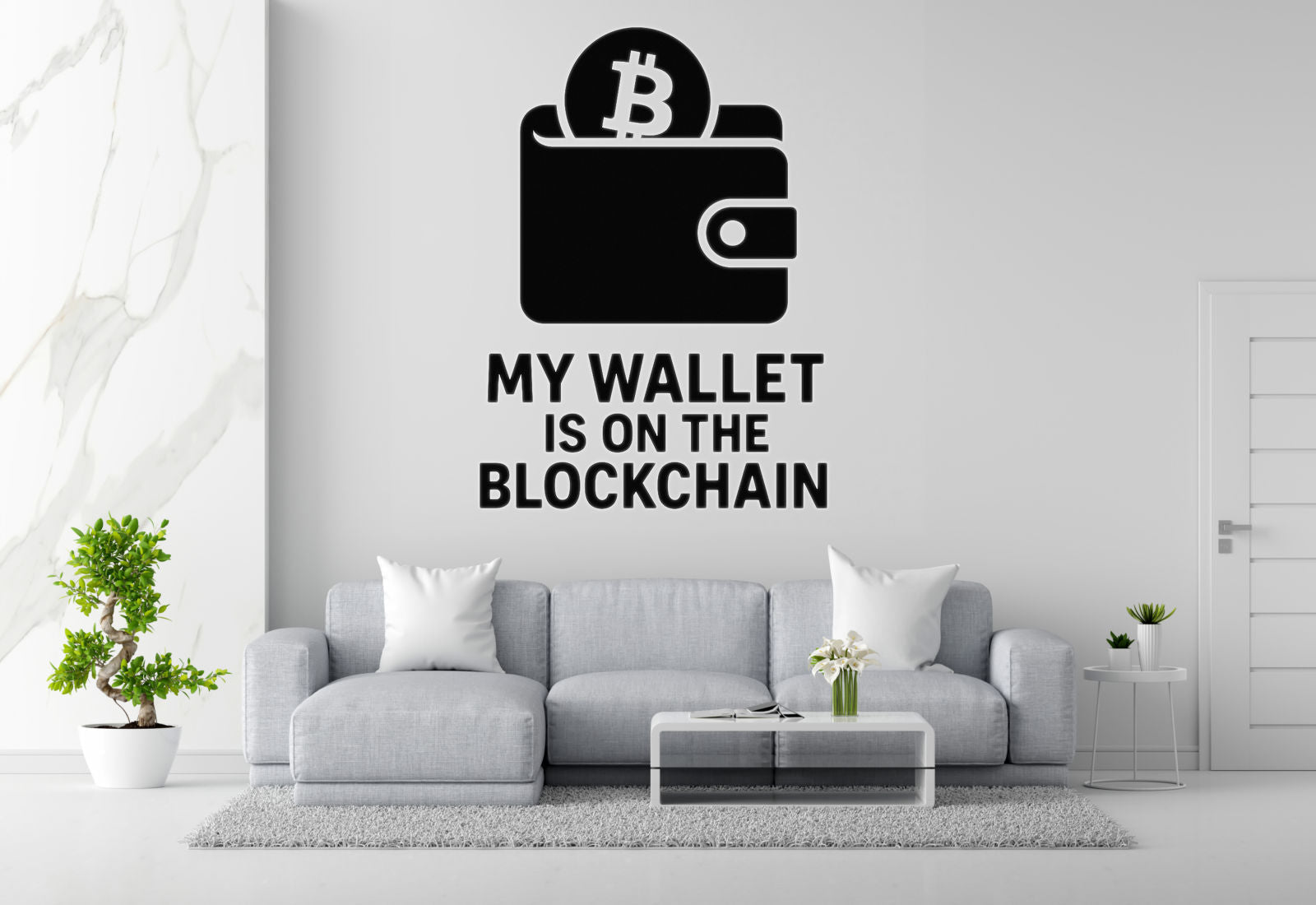 My Wallet is on the Blockchain - Bitcoin Wall Decal Vinyl Sticker Removable
