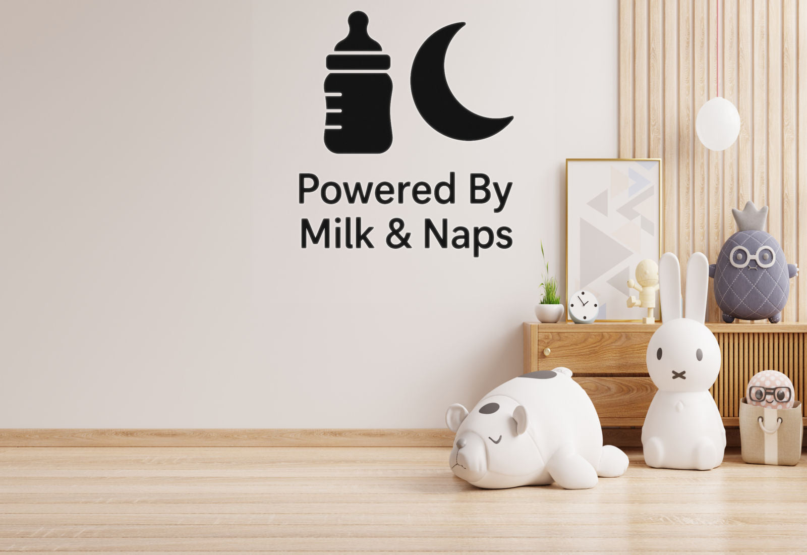 Powered By Milk & Naps - Funny Baby Room Wall Decal Vinyl Sticker Removable
