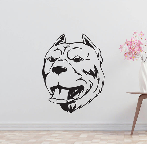 a dog's head is shown on a wall