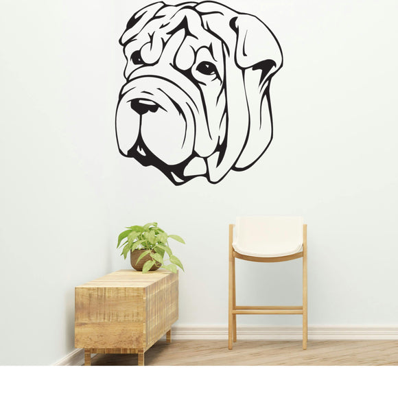 Shar Pei Dog Removable Vinyl Decal Matte Finish Home Decor for Indoor Walls