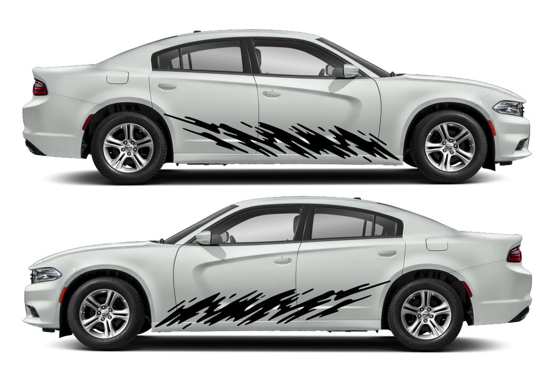 Jagged Slash Side Livery Air Release Vinyl Decal Kit #11 Fits Dodge Charger 2011-2023 Fusion Decals