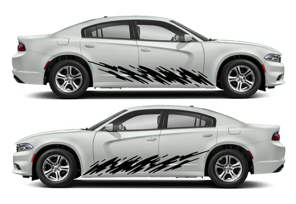 Jagged Slash Side Livery Air Release Vinyl Decal Kit #11 Fits Dodge Charger 2011-2023 Fusion Decals