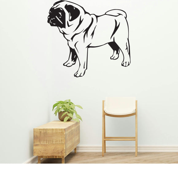 Pug Dog Removable Vinyl Decal Matte Finish Home Decor for Indoor Walls