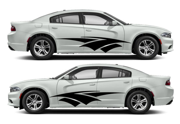 Double Arrow Wave Side Livery Air Release Vinyl Decal Kit #12 Fits Dodge Charger 2011-2023 Fusion Decals