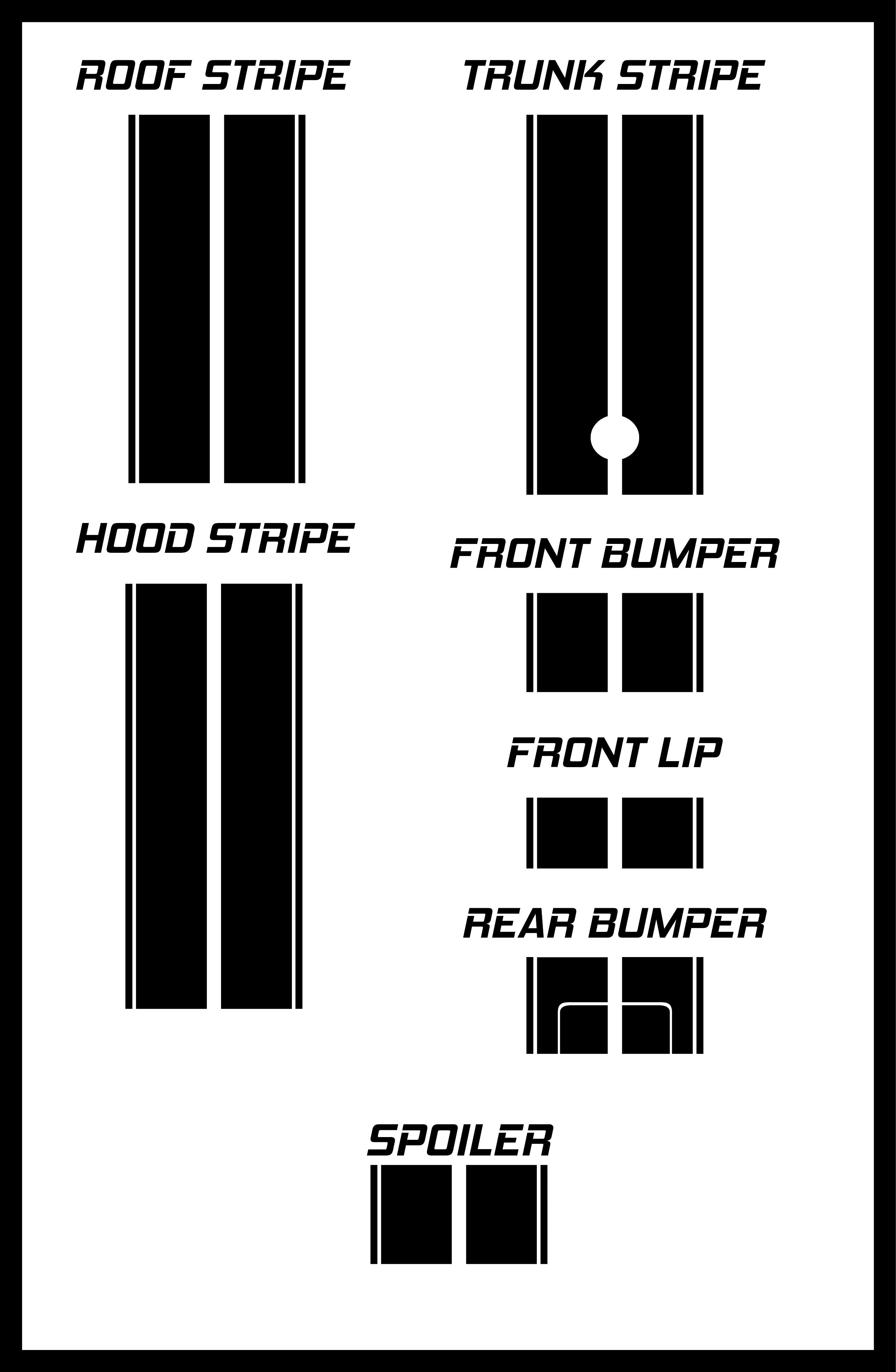 Dual 10" Racing Stripes w/pins Self Healing Vinyl fits Ford Mustang 2010 to 2014