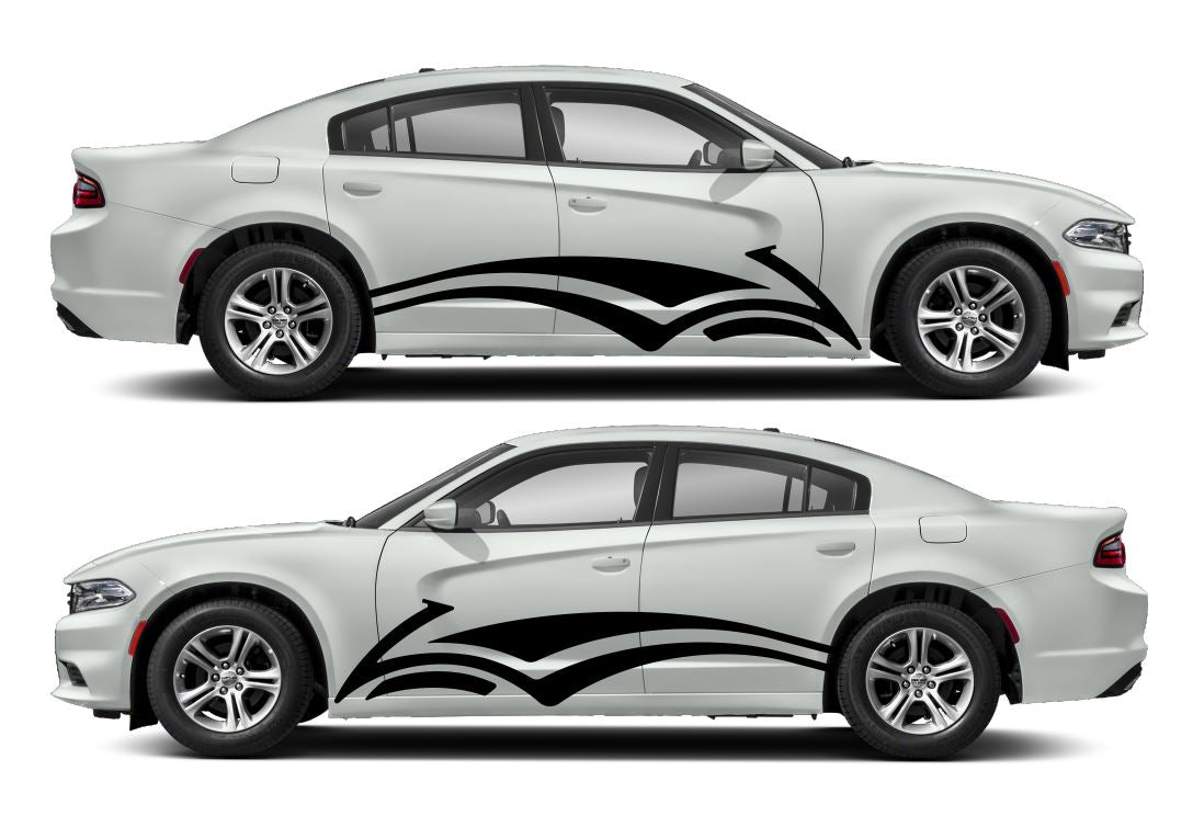 Swooping Arrowhead Side Livery Air Release Vinyl Decal Kit #13 Fits Dodge Charger 2011-2023 Fusion Decals