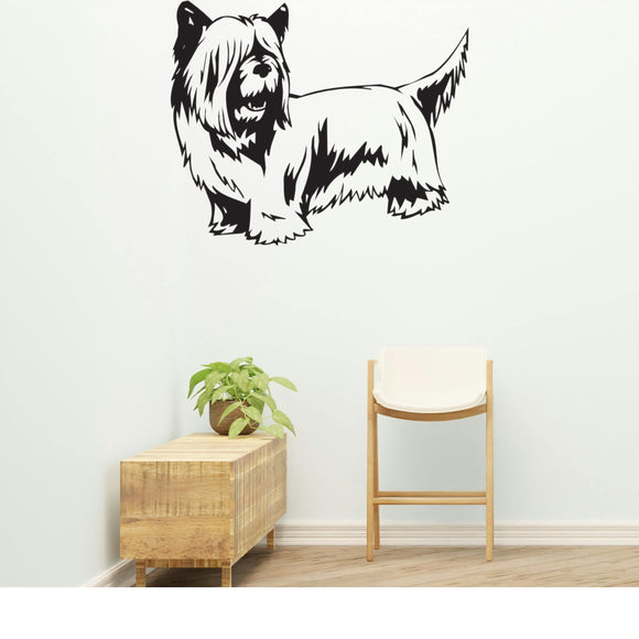 Skye Terrier Dog Removable Vinyl Decal Matte Finish Home Decor for Indoor Walls