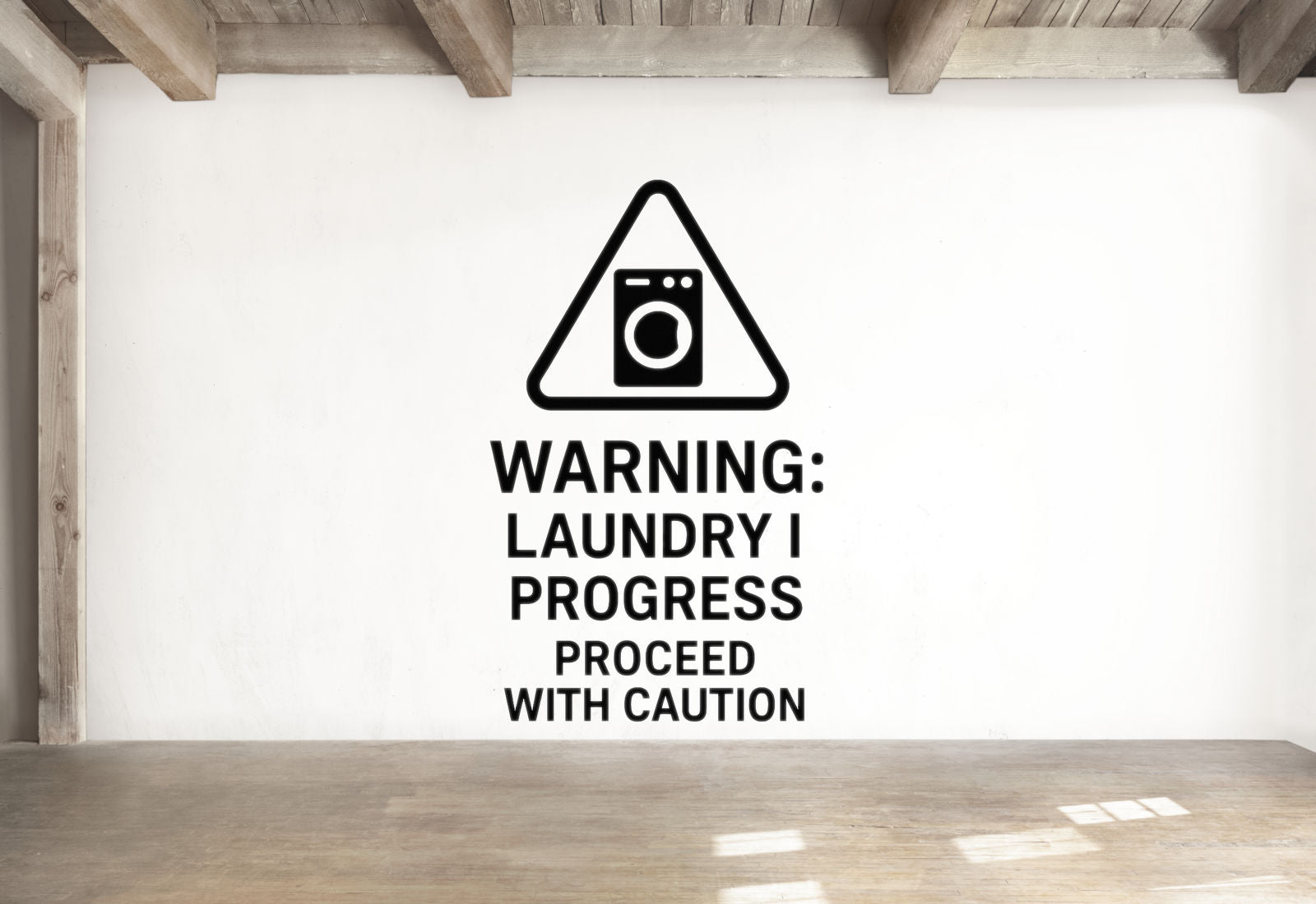 Warning: Laundry In Progress, Proceed With Caution - Funny Laundry Room Wall Decal Vinyl Sticker Removable