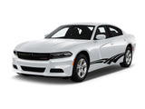 a white car with a black stripe on it