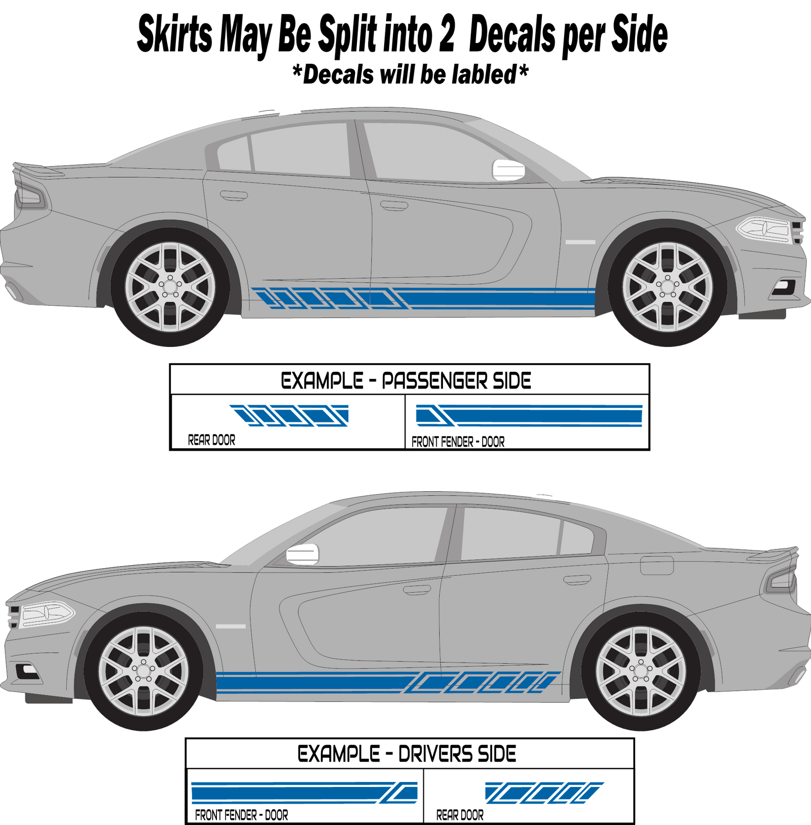 a car with a blue stripe on the side of it