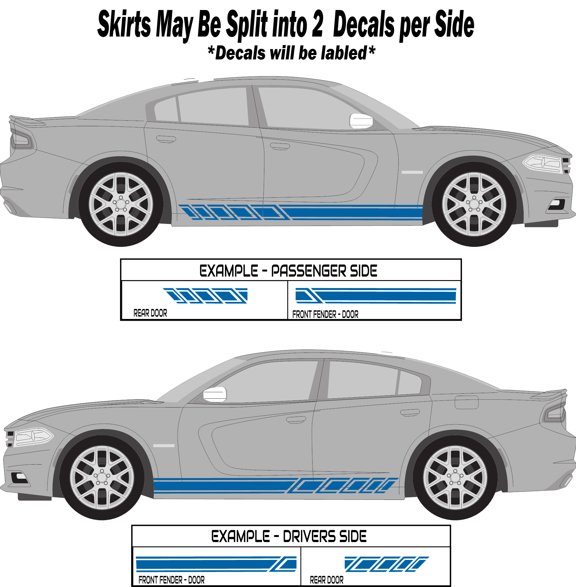 a car with a blue stripe on the side of it