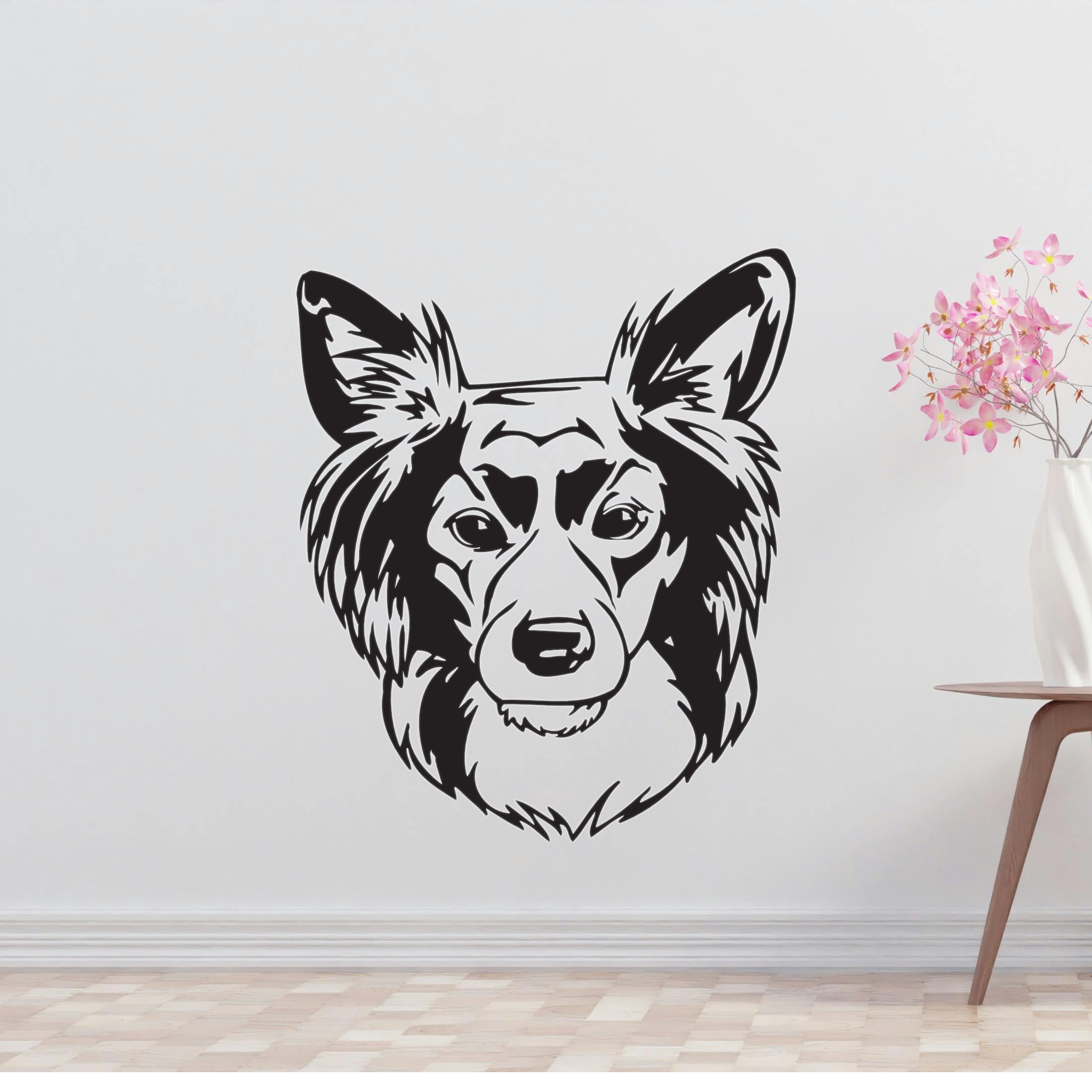 Spitz Mix Dog Removable Vinyl Decal Matte Finish Home Decor for Indoor Walls