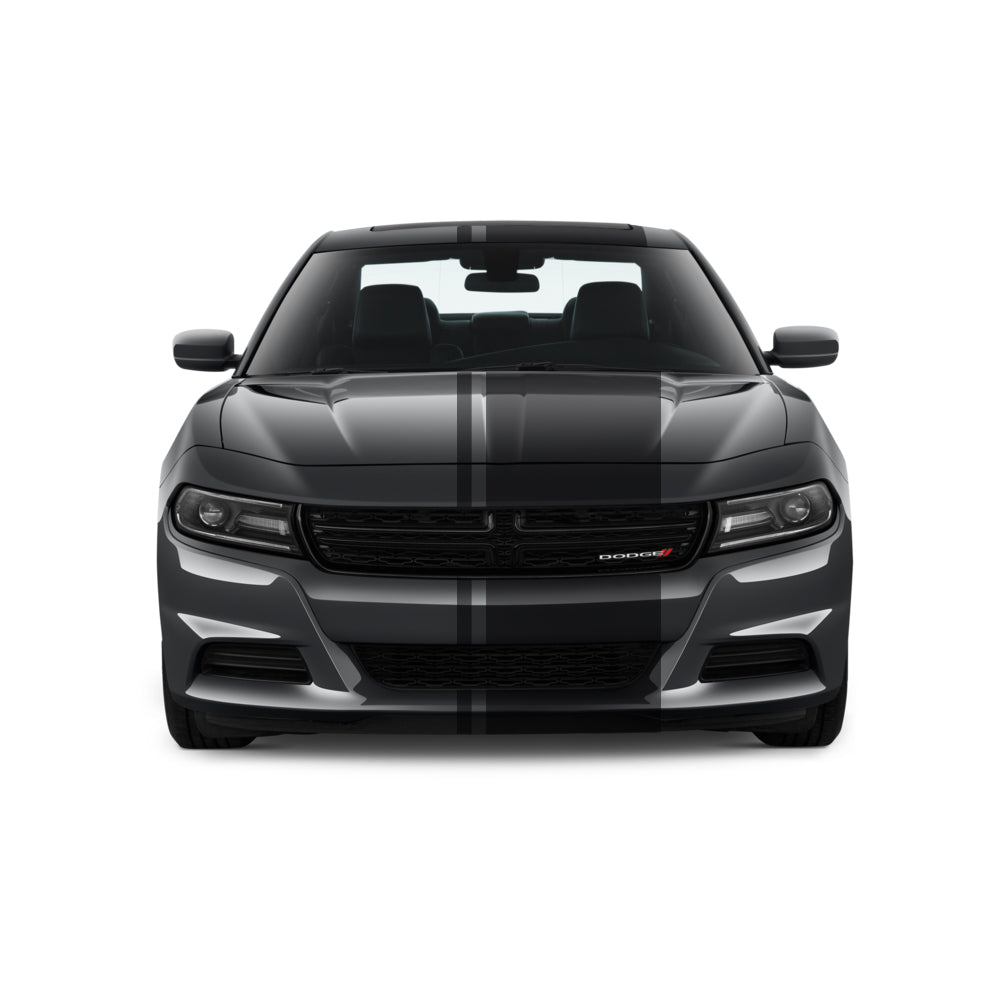 Dual Racing Stripes [3x] 2" , 2", 24" x 68" Self Healing Vinyl Fits All Vehicles