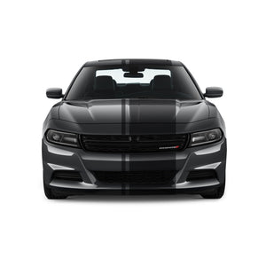 Dual Racing Stripes [3x] 2" , 2", 24" x 68" Self Healing Vinyl Fits All Vehicles