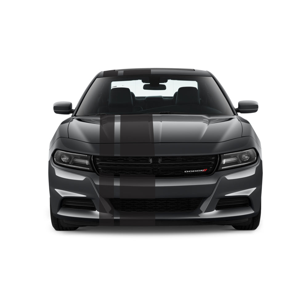 Dual Racing Stripes [3x] 5" , 2", 12" x 68" Self Healing Vinyl Fits All Vehicles