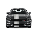 Dual Racing Stripes [3x] 2" , 2", 18" x 70" Self Healing Air Release Vinyl Fits All Vehicles