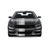 Dual Racing Stripes [3x] 2" , 2", 18" x 68" Self Healing Vinyl Fits All Vehicles