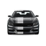 Dual Racing Stripes [3x] 2" , 2", 18" x 68" Self Healing Vinyl Fits All Vehicles