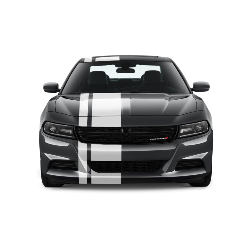 Dual Racing Stripes [3x] 4" , 2", 12" x 70" Self Healing Air Release Vinyl Fits All Vehicles