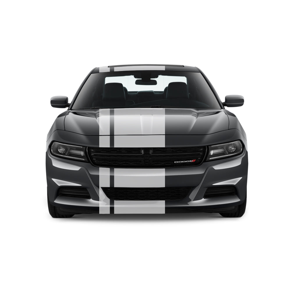 Dual Racing Stripes [3x] 5" , 2", 24" x 70" Self Healing Air Release Vinyl Fits All Vehicles