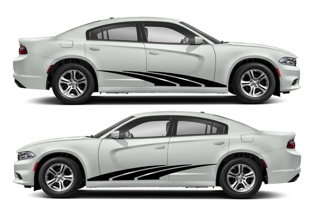 Racing Wave Side Livery Air Release Vinyl Decal Kit #2 Fits Dodge Charger 2011-2023 Fusion Decals