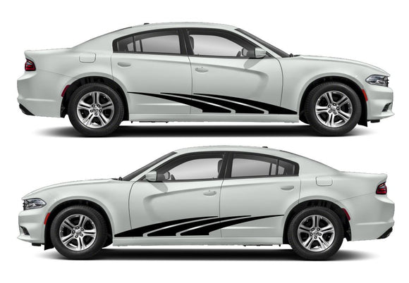 Racing Wave Side Livery Air Release Vinyl Decal Kit #2 Fits Dodge Charger 2011-2023 Fusion Decals