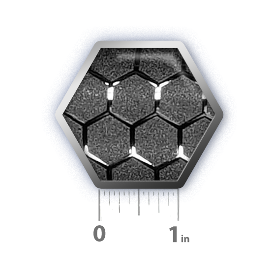 a hexagonal object with a ruler on it
