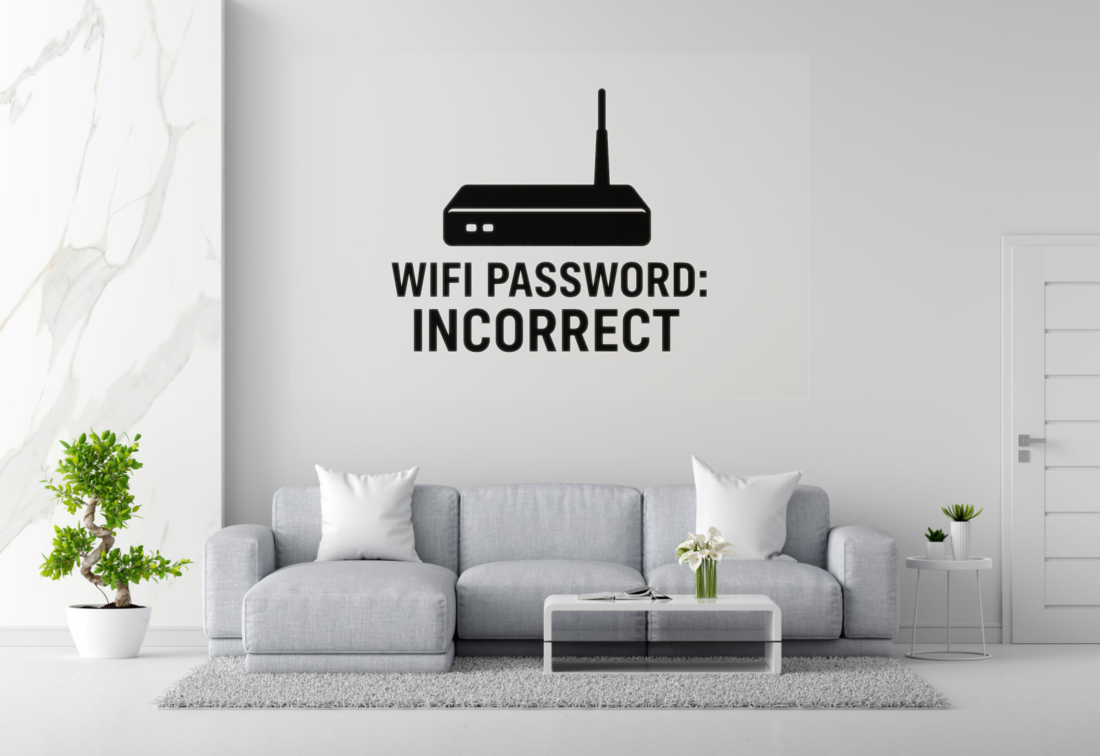 WiFi Password: Incorrect - Internet Router Wall Decal Vinyl Sticker Removable