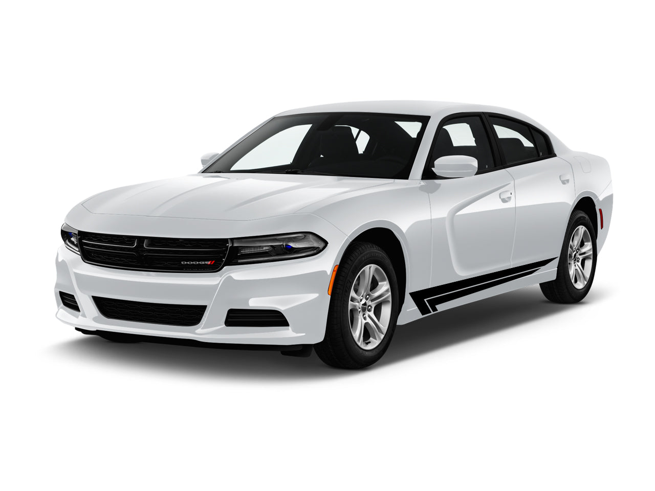 a white dodge charger parked on a white background