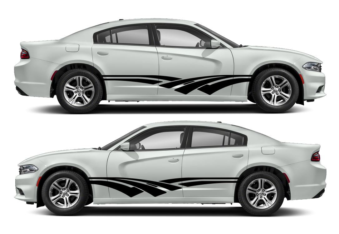 Double Wave Side Livery Air Release Vinyl Decal Kit #3 Fits Dodge Charger 2011-2023 Fusion Decals