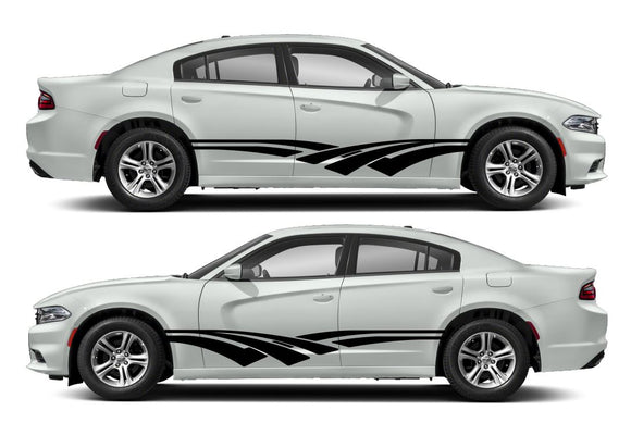 Double Wave Side Livery Air Release Vinyl Decal Kit #3 Fits Dodge Charger 2011-2023 Fusion Decals