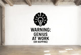 Warning: Genius at Work (or Napping) - Home Office Wall Decal Vinyl Sticker Removable
