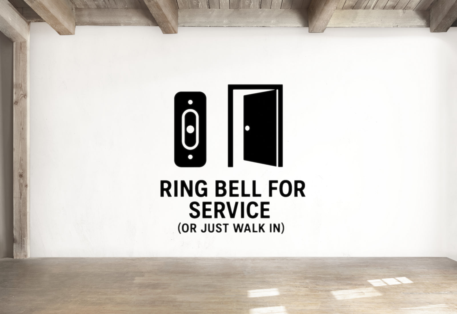 Ring Bell For Service (Or Just Walk In) - Funny Entryway Wall Decal Vinyl Sticker Removable