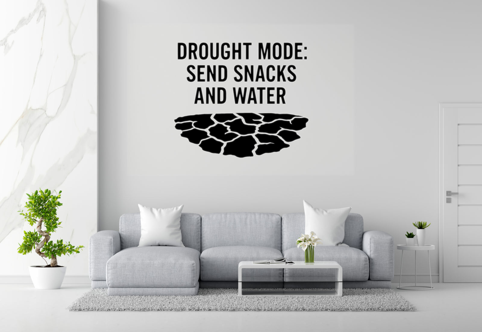 Drought Mode Wall Decal ??Cracked Earth Vinyl Sticker | Removable Water Conservation Decor